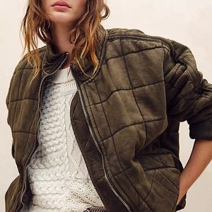 Free People Dolman Quilted Knit Bomber Jacket, XS, NEW